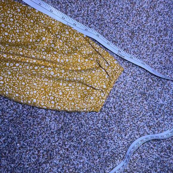 Toad&Co Manzana Tiered Long-Sleeve Dress. Yellow with Black Flowers. Size XS - Picture 8 of 9